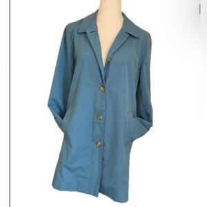Style & Co Petites Midi Blue Lightweight Trench  Raincoat .